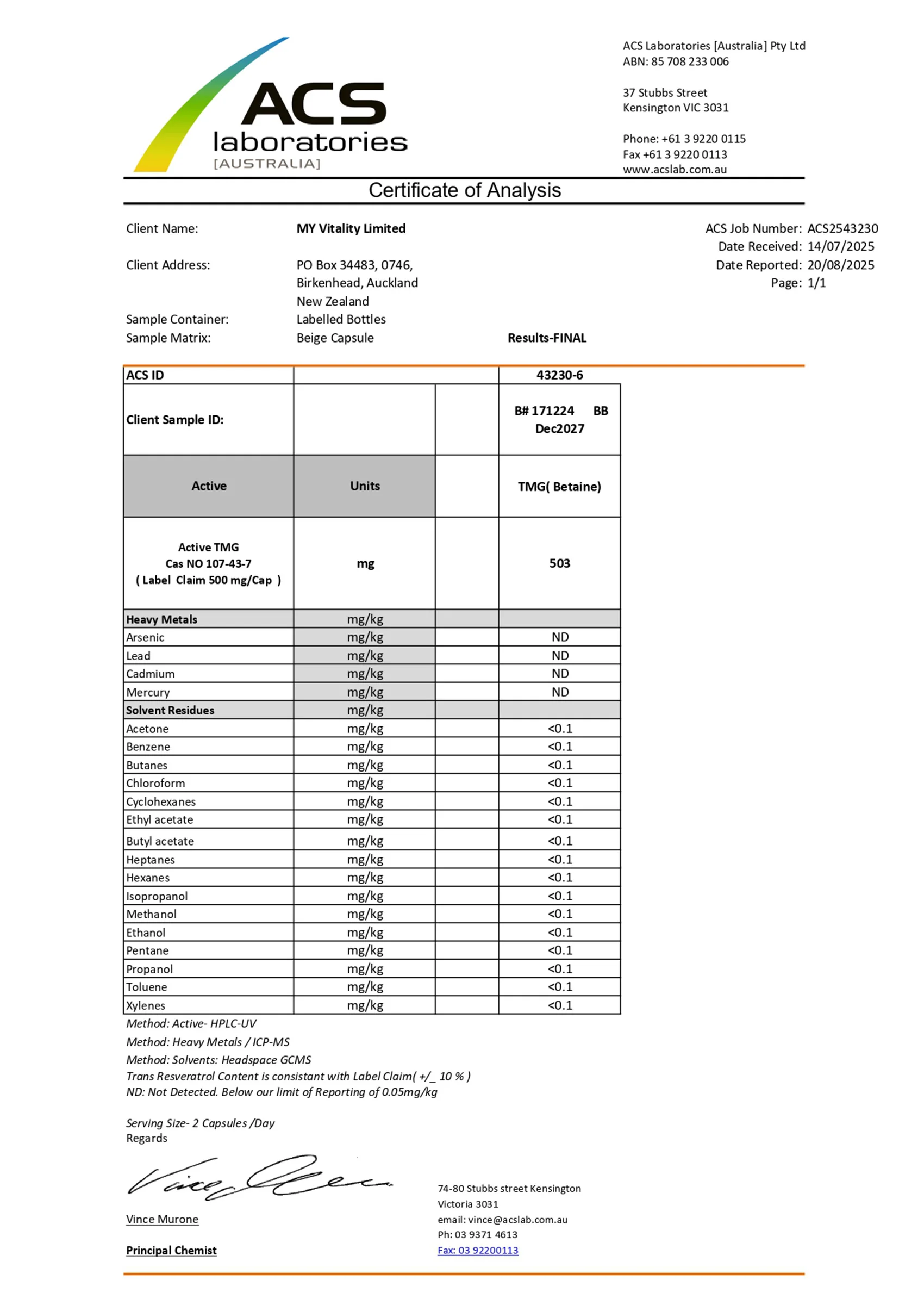 TMG 3rd party test certificate