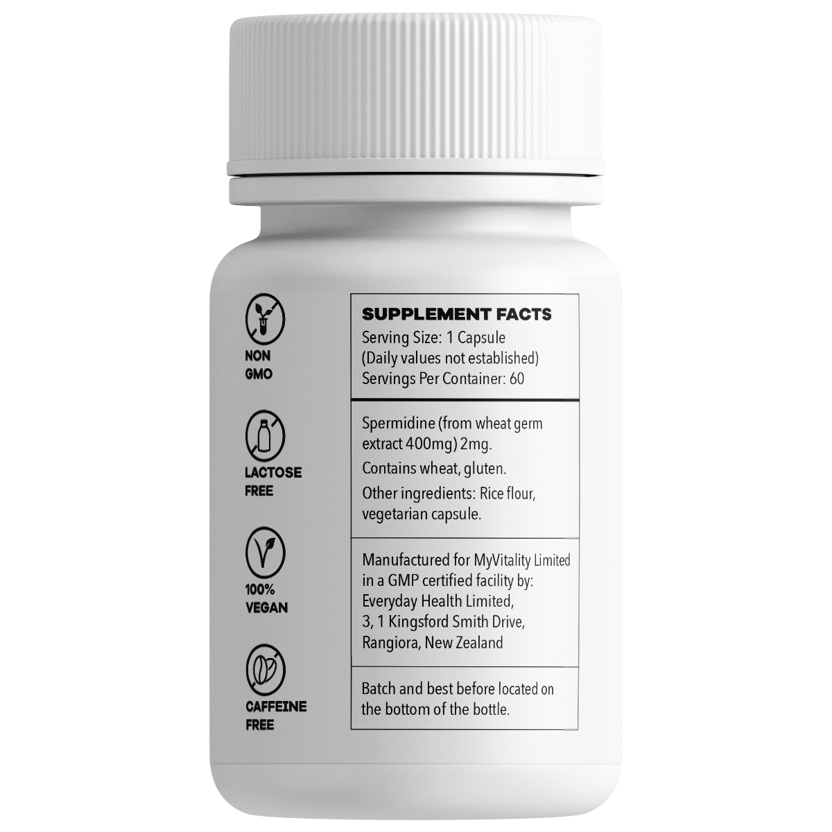 Spermidine 2mg | Wheat Germ Extract | 60 Capsules - Image 2
